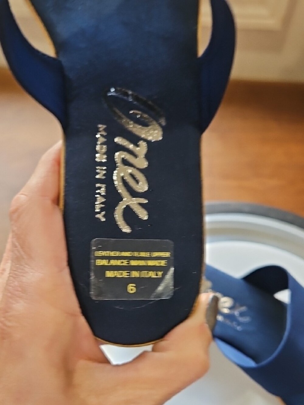 Onex Navy Blue Metallic Pattern Slide Mules - Picture 7 of 7